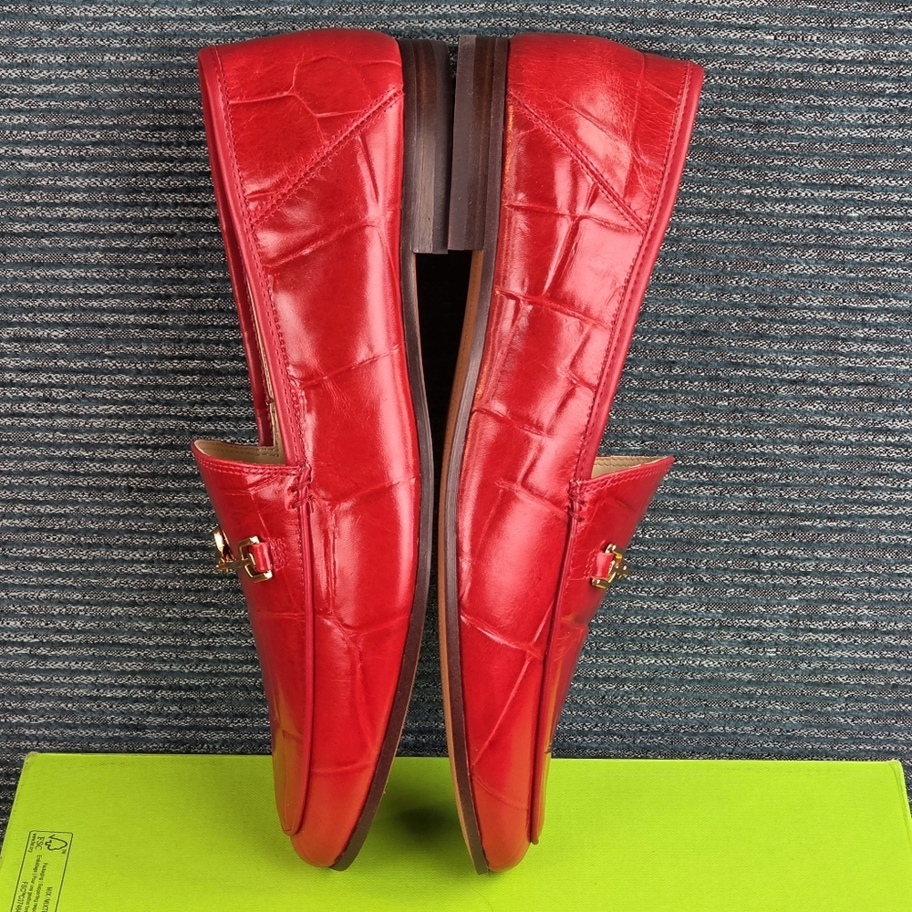 Sam Edelman Loraine, Red Croc Pattern Loafers NEW In Box 10.5M - Picture 11 of 16